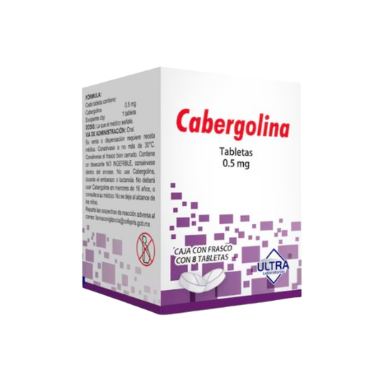 Cabergolina 0.5 mg Caja con Frasco c/8 Tabletas